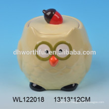 Lovely ceramic owl condiment pot with lid